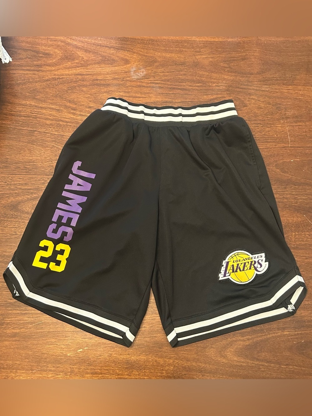 NBA Black Lakers Shorts with Purple James and Yellow 23